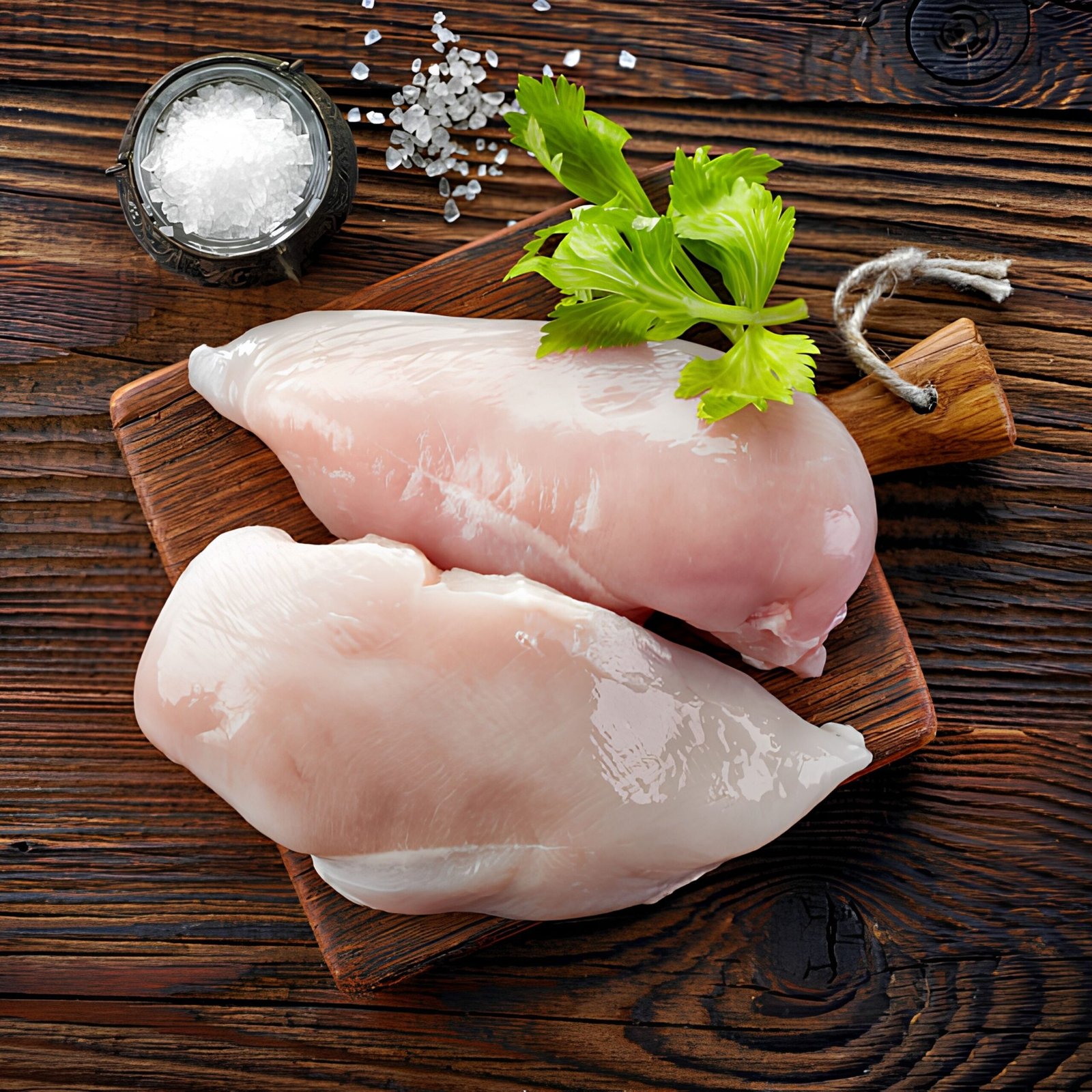 40 Pechuga de pollo cortada por la mitad